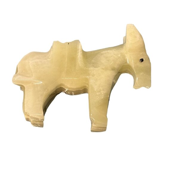 Marble Donkey Mexican Stone Onyx Sculpture Carved Jackass Mule 3" Mexico - Picture 4 of 12